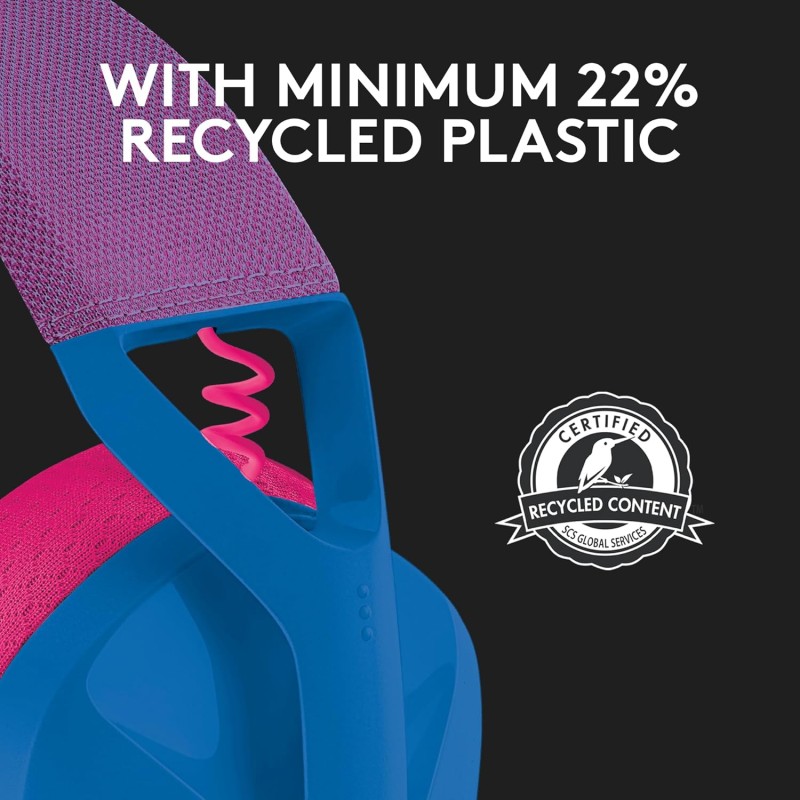 Logitech G435 Lightspeed and Bluetooth Wireless Over Ear Gaming Headphones - Lightweight, with mics, 18h Battery, Compatible with Dolby Atmos, PC, PS4, PS5, Mobile - Blue