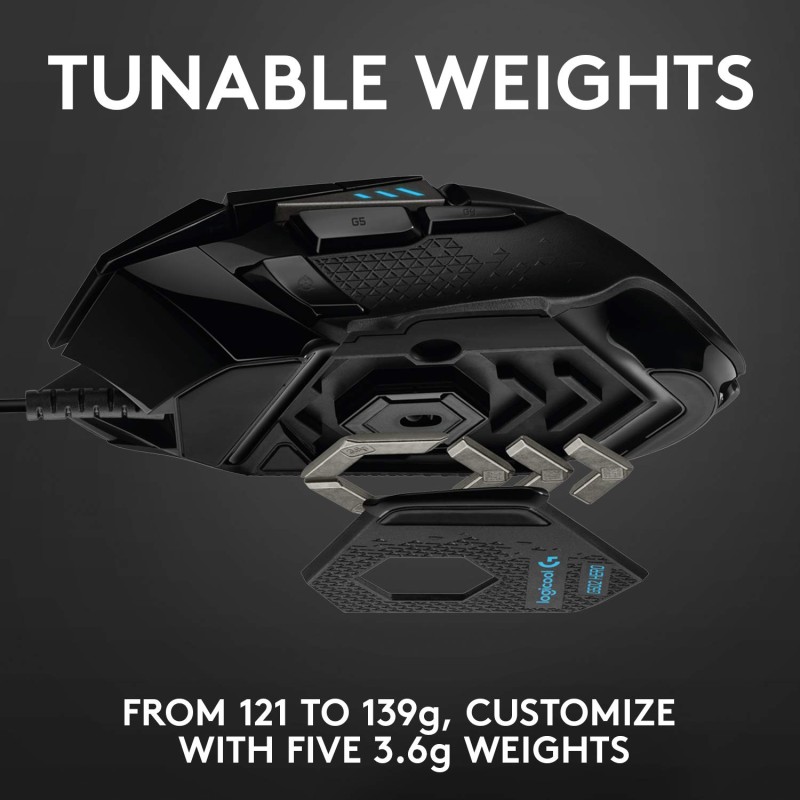 Logitech G502 Hero High Performance Wired USB Gaming Mouse, Hero 25K Sensor - Black