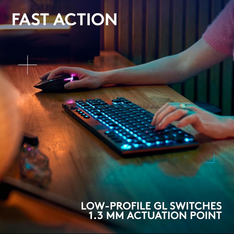 Logitech G915 X Lightspeed TKL Low-Profile Wireless Gaming Keyboard, Double-Shot PBT Keycaps, black