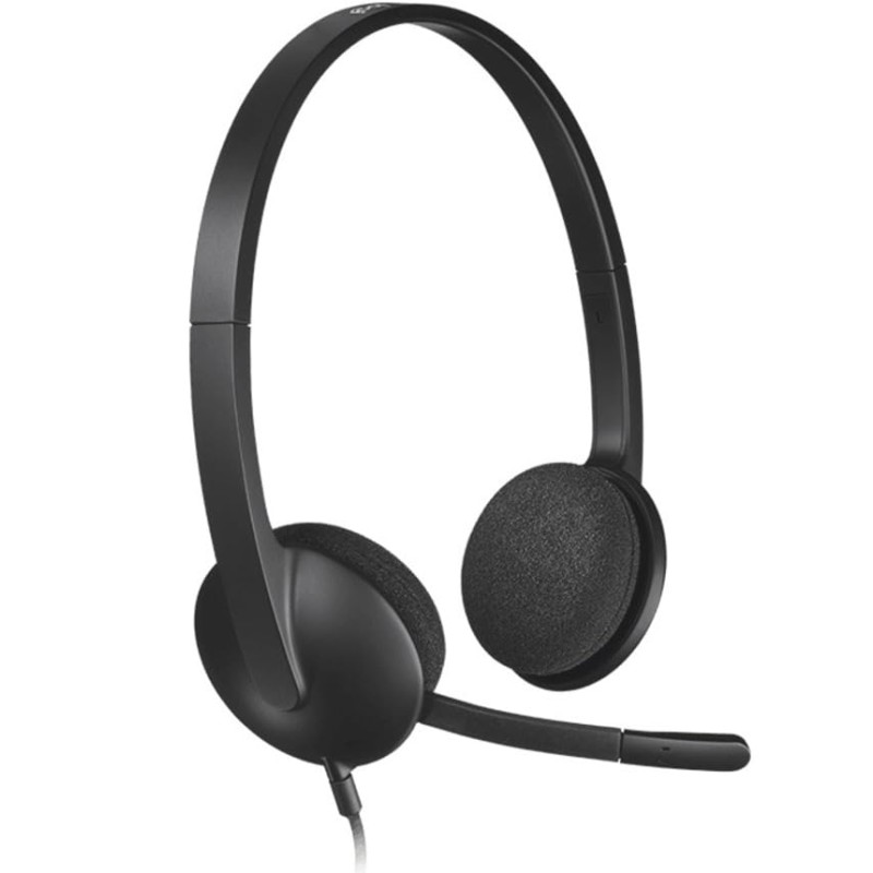 Logitech H340 Stereo Wired Over Ear Headphones with Mic with Noise-Cancelling, USB, Pc/Mac/Laptop - Black