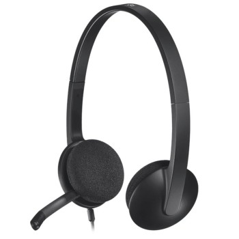 Logitech H340 Stereo Wired Over Ear Headphones with Mic with Noise-Cancelling, USB, Pc/Mac/Laptop - Black