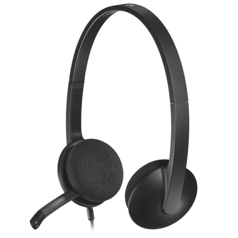 Logitech H340 Stereo Wired Over Ear Headphones with Mic with Noise-Cancelling, USB, Pc/Mac/Laptop - Black