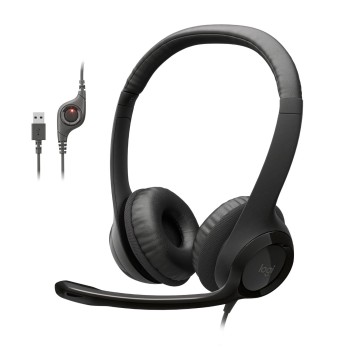 Logitech H390 Wired Headset for PC/Laptop, Stereo Headphones with Noise Cancelling Microphone - Graphite