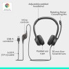 Logitech H390 Wired Headset for PC/Laptop, Stereo Headphones with Noise Cancelling Microphone - Graphite