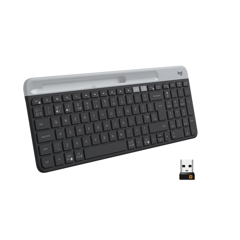 Logitech K580 Slim Multi-Device Wireless Keyboard – Bluetooth/Receiver, Compact, Easy Switch - Graphite