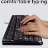 Logitech MK120 Wired USB Keyboard and Mouse Set for Windows, Optical Wired Mouse - Black