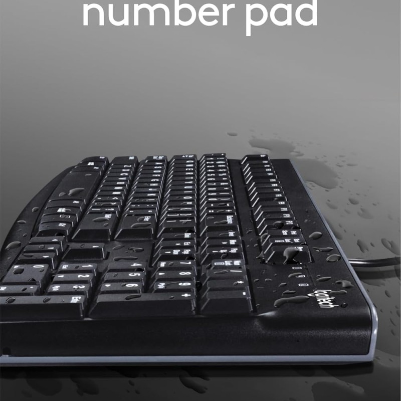 Logitech MK120 Wired USB Keyboard and Mouse Set for Windows, Optical Wired Mouse - Black