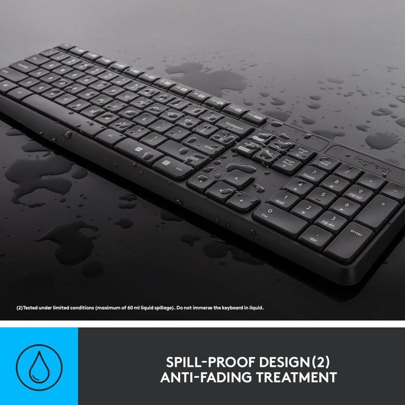Logitech MK235 Wireless Keyboard and Mouse Combo for Windows, 2.4 GHz Wireless with Nano USB-Receiver