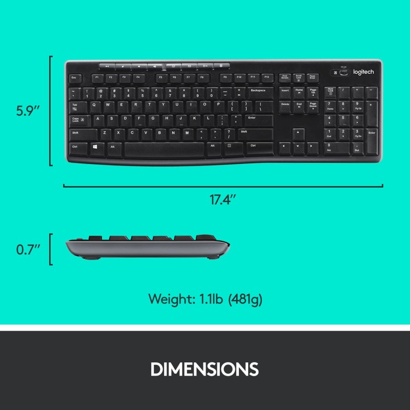 Logitech MK270r Wireless Keyboard and Mouse Combo for Windows, 2.4 GHz Wireless, Spill-Resistant Design Black