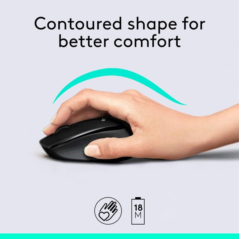 Logitech MK345 Wireless Combo Full-Sized Keyboard with Palm Rest and Comfortable Right-Handed Mouse - Black