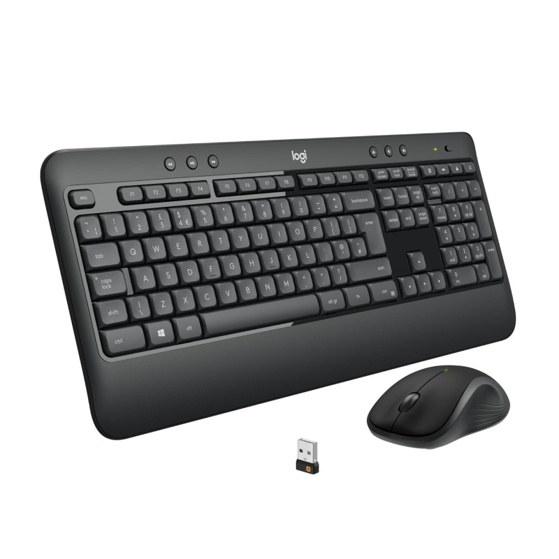 Logitech MK540 Advanced Wireless Keyboard and Mouse Combo for Windows, 2.4 GHz Unifying USB-Receiver - Black
