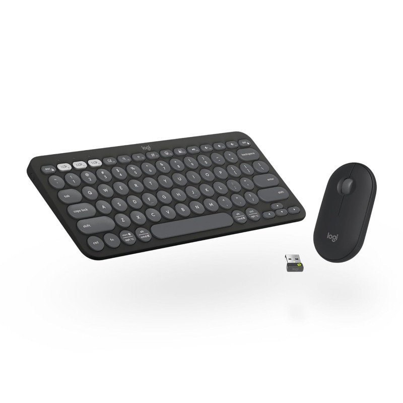 Logitech Pebble 2 Combo, Wireless Keyboard and Mouse, Quiet and Portable, Customisable, Logi Bolt, Bluetooth Tonal Blue