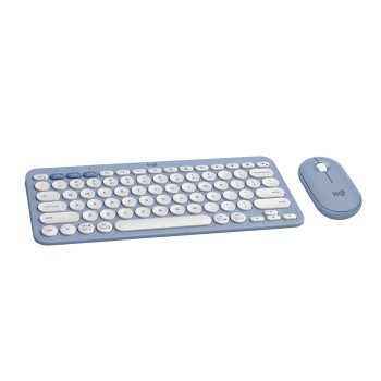 Logitech Pebble 2 Combo, Wireless Keyboard and Mouse, Quiet and Portable, Customisable, Logi Bolt, Bluetooth Tonal Blue