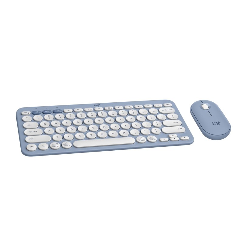 Logitech Pebble 2 Combo, Wireless Keyboard and Mouse, Quiet and Portable, Customisable, Logi Bolt, Bluetooth Tonal Blue