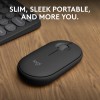 Logitech Pebble Mouse 2 M350s Slim Bluetooth Wireless Mouse, Portable, Lightweight, Customisable Button - Tonal Graphite