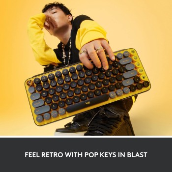 Logitech Pop Keys Mechanical Wireless Keyboard with Customisable Emoji Keys, Durable Compact Design, Bluetooth Or USB Connectivity, Multi-Device, Os Compatible - Blast