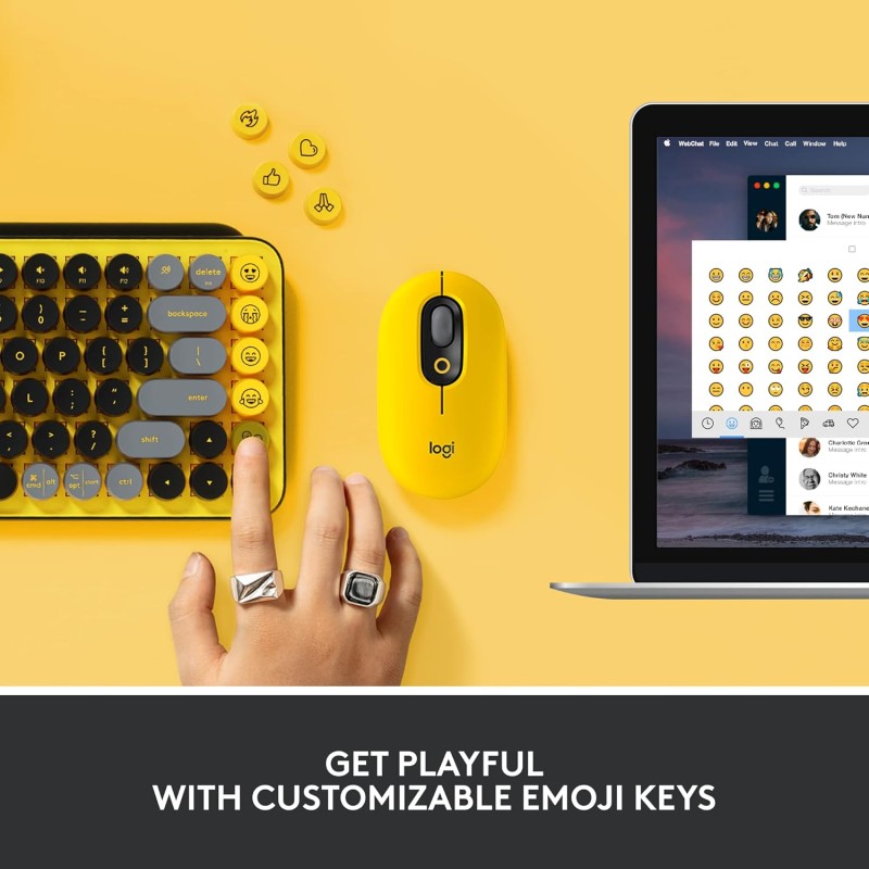 Logitech Pop Keys Mechanical Wireless Keyboard with Customisable Emoji Keys, Durable Compact Design, Bluetooth Or USB Connectivity, Multi-Device, Os Compatible - Blast