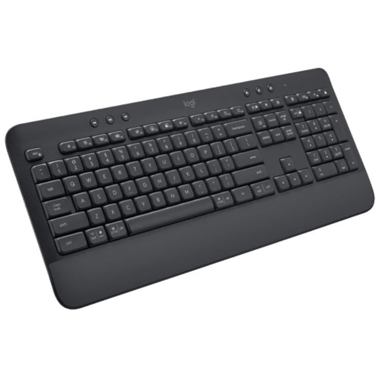 Logitech Signature K650 Wireless Keyboard with Wrist Rest, Full-Size, BLE Bluetooth or Logi Bolt USB Receiver, Comfort Deep-Cushioned Keys, Numpad, Compatible with Most OS/PC/Windows/Graphite