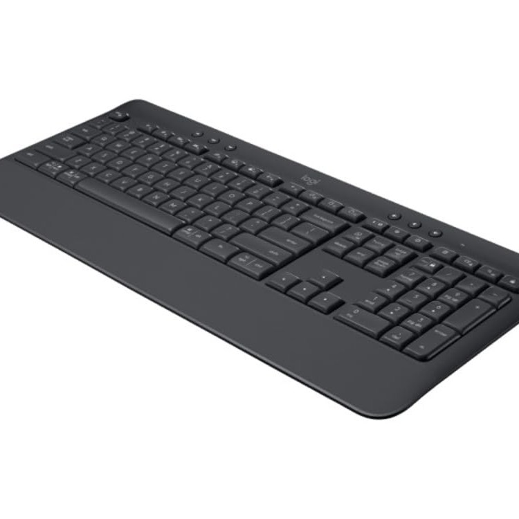 Logitech Signature K650 Wireless Keyboard with Wrist Rest, Full-Size, BLE Bluetooth or Logi Bolt USB Receiver, Comfort Deep-Cushioned Keys, Numpad, Compatible with Most OS/PC/Windows/Graphite