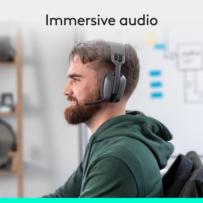 Logitech Zone Vibe 100 Lightweight Wireless Over-Ear Headphones with Noise-Cancelling Microphone, Advanced Multipoint Bluetooth Headset, Works with Teams, Google Meet, Zoom, Mac/PC - Graphite