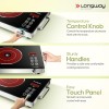 Longway Infralite Pro 2200W Infrared Induction Cooktop with Steel Grill Rack, Crystal Glass Top, Touch Panel & Digital Display Black