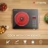 Longway Infralite Pro 2200W Infrared Induction Cooktop with Steel Grill Rack, Crystal Glass Top, Touch Panel & Digital Display Black
