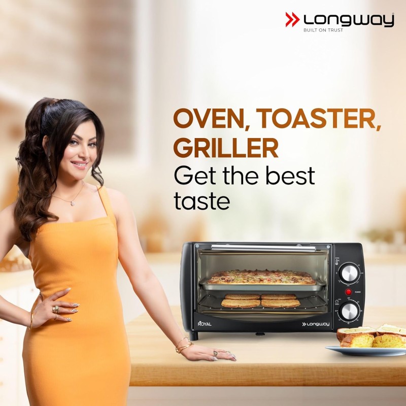 Longway Royal OTG 12 Ltr Oven Toaster Griller with Heating Modes | Temperature Timer Control for Baking Pizza, Cake, Grilling Chicken & Toasting Bread|