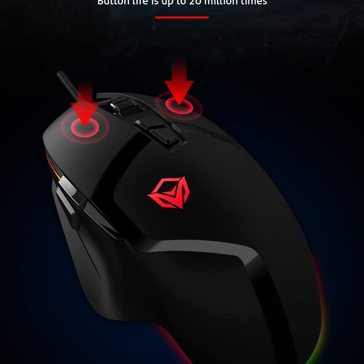 MEETION MT-G3325 Professional Wired Gaming Mouse, Up to 10000 DPI, 8 Programmable Buttons, 100 IPS Tracking Speed, Polling Rate 125-1000Hz MS, 5000 FPS, Aluminium Alloy Footpad, Compatible with PC/Mac