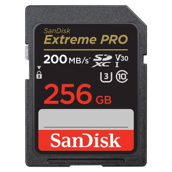 SanDisk Extreme Pro SD UHS I 256GB Card for 4K Video for DSLR and Mirrorless Cameras 200MB/s Read & 140MB/s Write