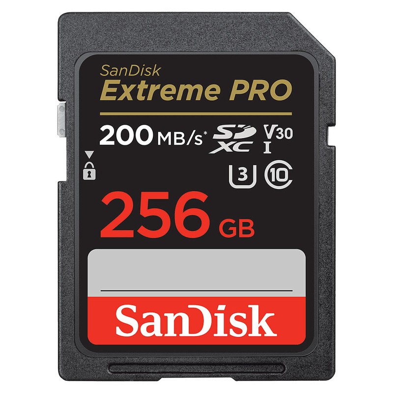 SanDisk Extreme Pro SD UHS I 256GB Card for 4K Video for DSLR and Mirrorless Cameras 200MB/s Read & 140MB/s Write