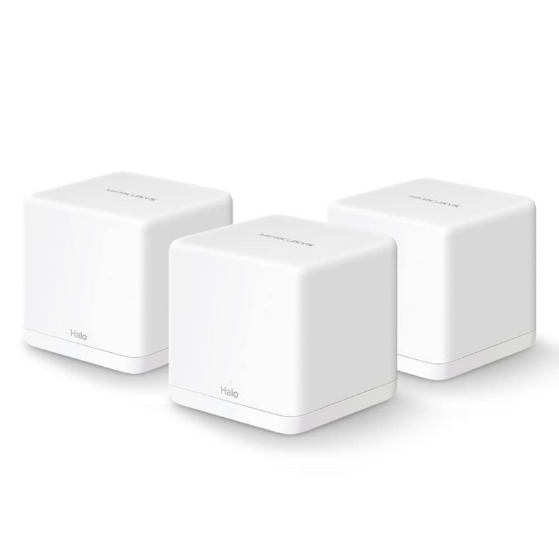 MERCUSYS Halo H30G(3-Pack) AC1300 Whole Home Mesh Wi-Fi System 1.3 Gbps Dual Band WiFi Gigabit Wireless Router 1300 Mbps Speed Coverage, White