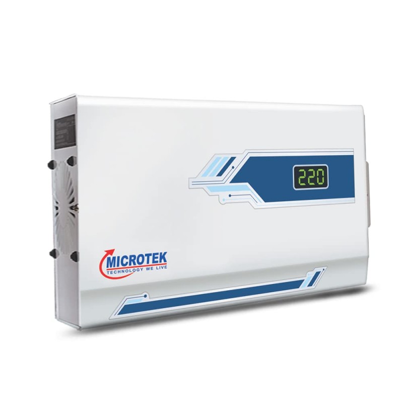 MICROTEK Pearl EM4130+ Digital Display WALL Mounted Automatic Voltage Digital Display STABILIZER (White)