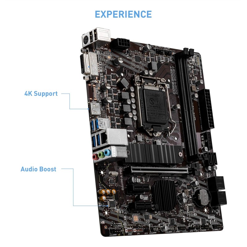 MSI B460M-A PRO ProSeries Motherboard (mATX, 10th Gen Intel Core, LGA 1200 Socket, DDR4, M.2 Slot, USB 3.2 Gen 1, 2.5G LAN, DVI/HDMI)