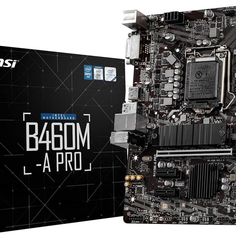 MSI B460M-A PRO ProSeries Motherboard (mATX, 10th Gen Intel Core, LGA 1200 Socket, DDR4, M.2 Slot, USB 3.2 Gen 1, 2.5G LAN, DVI/HDMI)