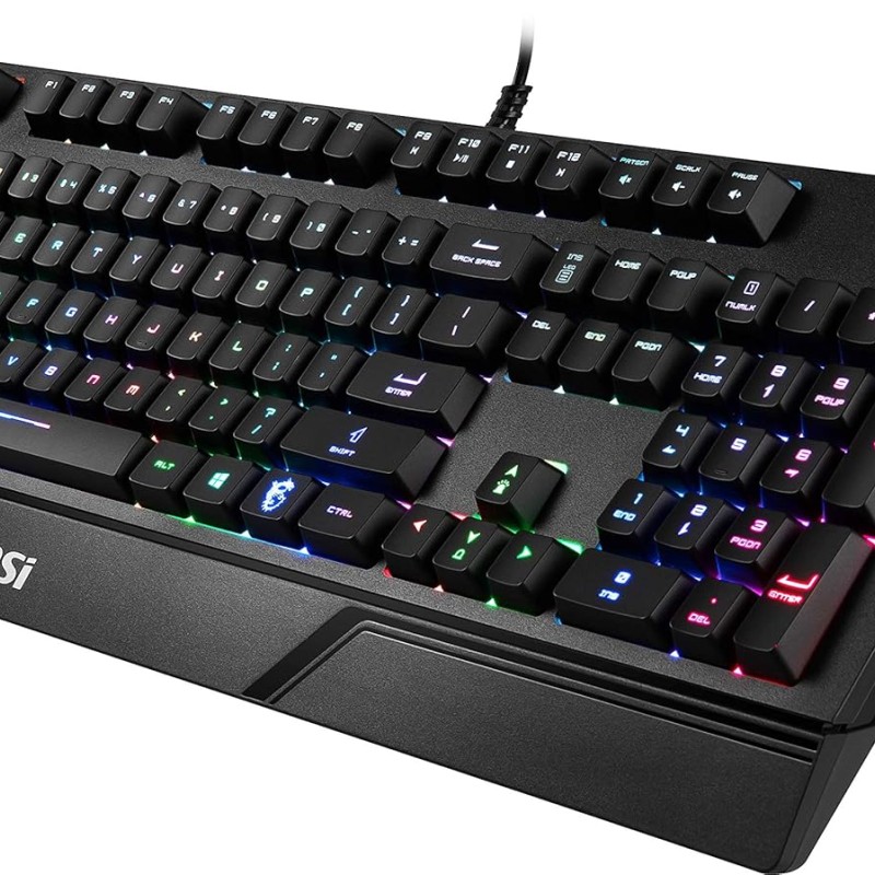MSI Vigor GK20 US Backlit RGB Wired Dedicated Hotkeys Anti-Ghosting Water Resistant Gaming Keyboard Black