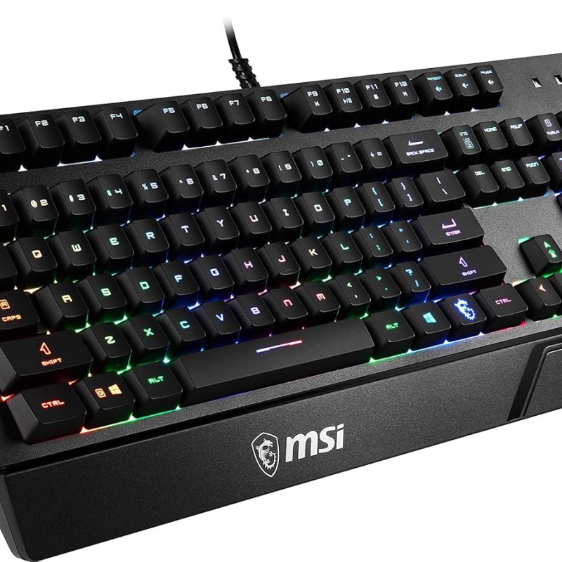 MSI Vigor GK20 US Backlit RGB Wired Dedicated Hotkeys Anti-Ghosting Water Resistant Gaming Keyboard Black