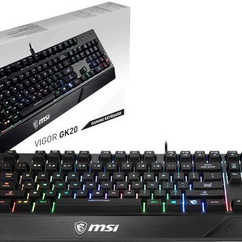 MSI Vigor GK20 US Backlit RGB Wired Dedicated Hotkeys Anti-Ghosting Water Resistant Gaming Keyboard Black