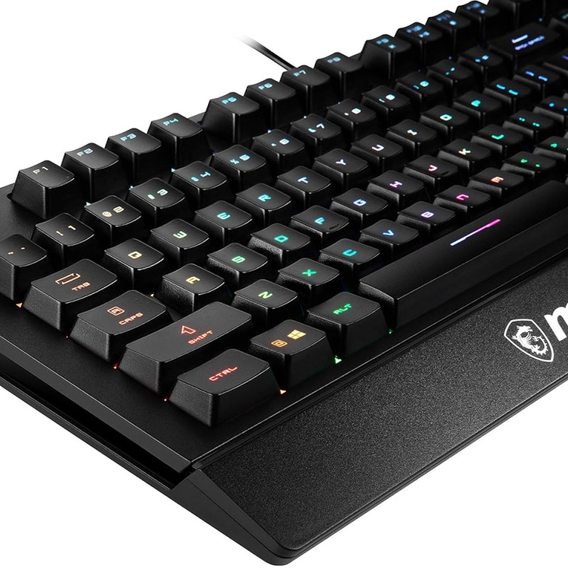 MSI Vigor GK20 US Backlit RGB Wired Dedicated Hotkeys Anti-Ghosting Water Resistant Gaming Keyboard Black