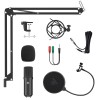 Maono AU-A03 Condenser Microphone Kit Podcast Mic with Boom Arm Microphone Stand (Black)