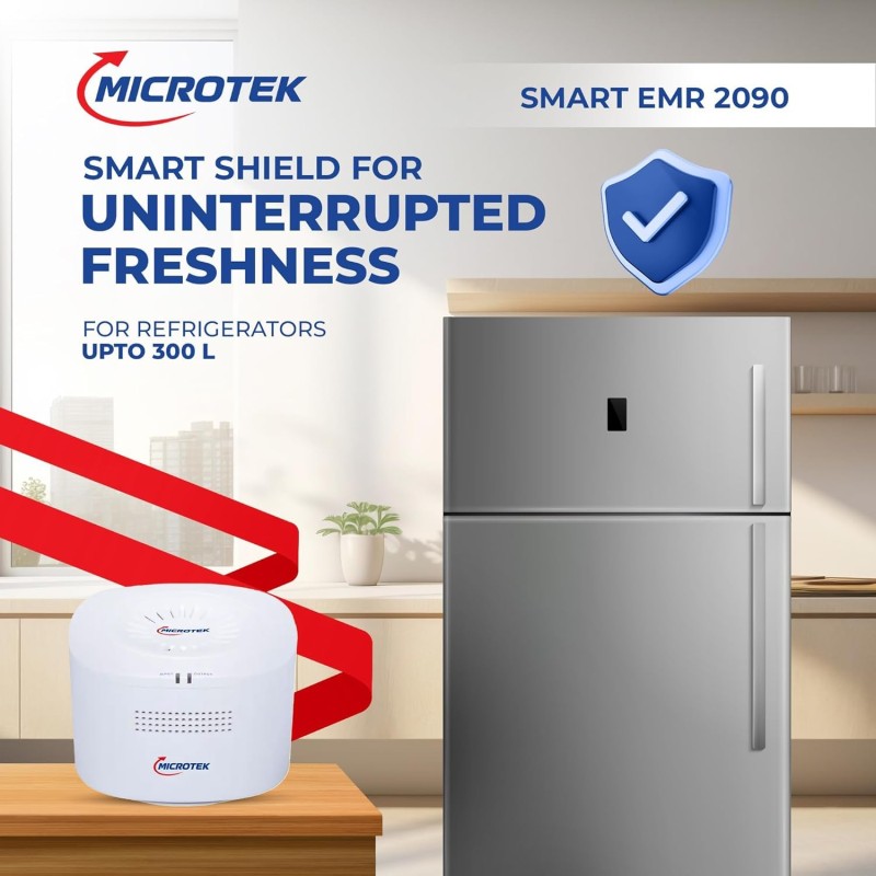 Microtek EMR2090 Digital Automatic Voltage Stabilizer Used For Refrigerator upto 300 Liters | Input Power Range 90V - 260±5V