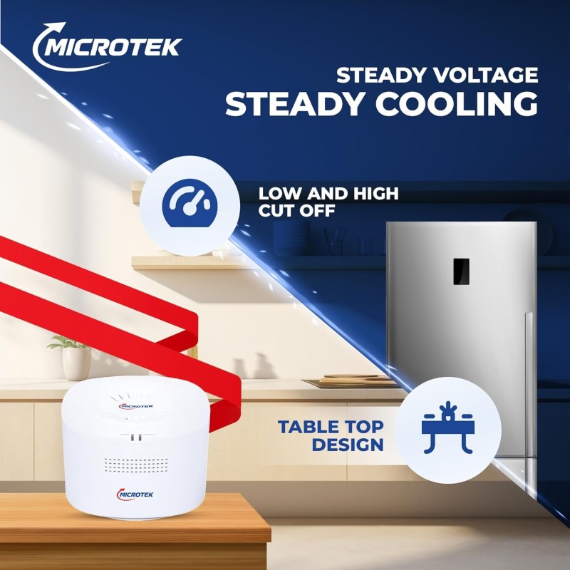 Microtek EMR2090 Digital Automatic Voltage Stabilizer Used For Refrigerator upto 300 Liters | Input Power Range 90V - 260±5V