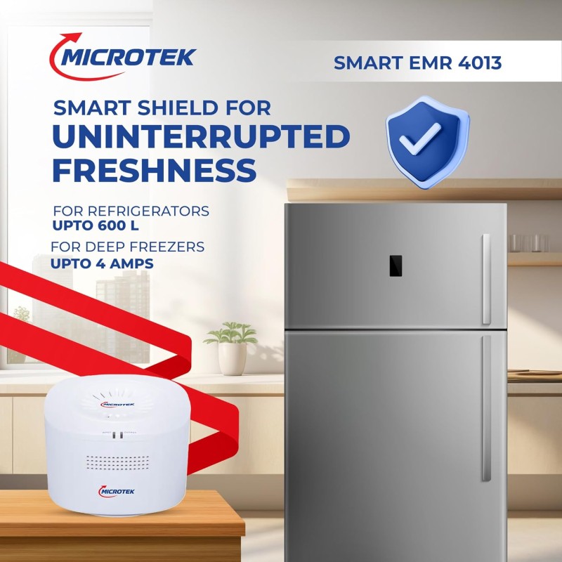 Microtek EMR4013 Automatic Voltage Stabilizer Series for Refrigerator Upto 600 Liters/ 1 Deep Freezer Upto 4A| Working Power 130V - 295±5V