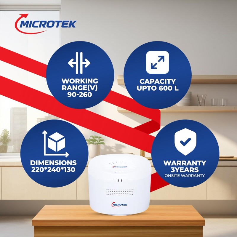 Microtek EMR4013 Automatic Voltage Stabilizer Series for Refrigerator Upto 600 Liters/ 1 Deep Freezer Upto 4A| Working Power 130V - 295±5V