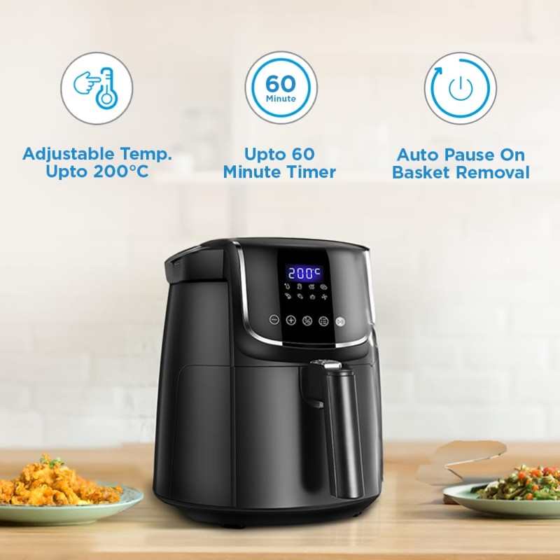 Midea 5L Air Fryer | 1500W Power | Digital display with 8 preset menu settings | Crisp Frying, Grill, Roast, Steam & Bake