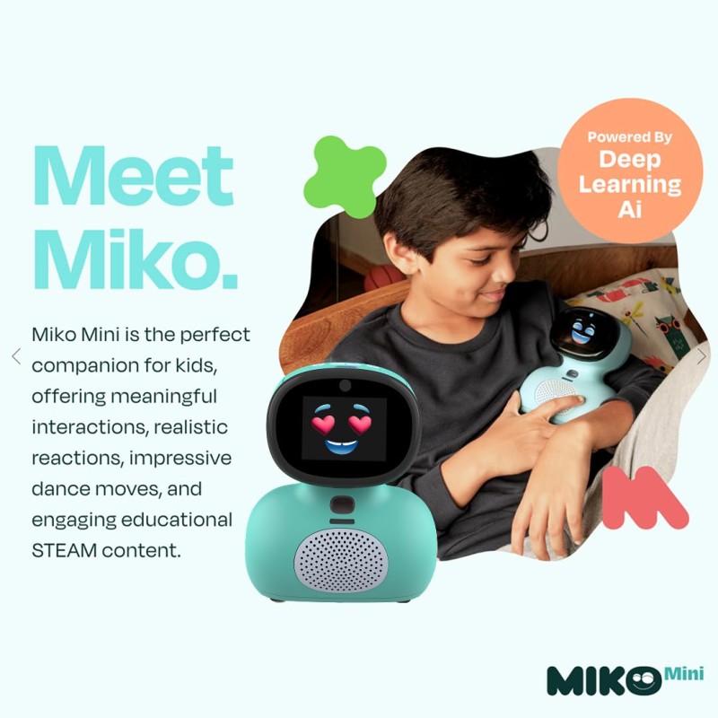 Miko Mini AI Robot | 2 Years Free Max | STEAM Learning for Kids 5+ | Blue