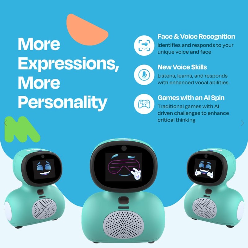 Miko Mini AI Robot | 2 Years Free Max | STEAM Learning for Kids 5+ | Blue