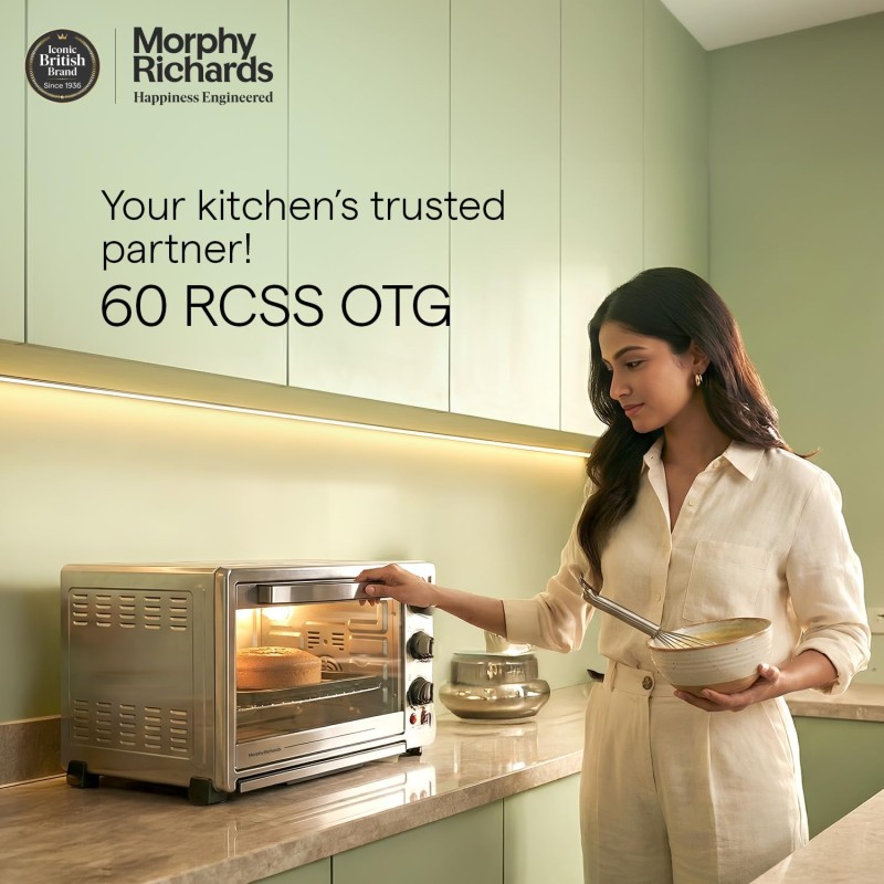 Morphy Richards 60 RCSS OTG |Large Capacity - 60 Litres |Motorised Rotisserie |Mirror Finish Door Stainless Steel Body