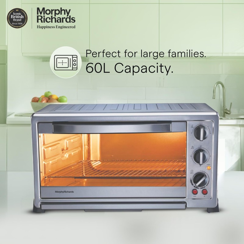 Morphy Richards 60 RCSS OTG |Large Capacity - 60 Litres |Motorised Rotisserie |Mirror Finish Door Stainless Steel Body