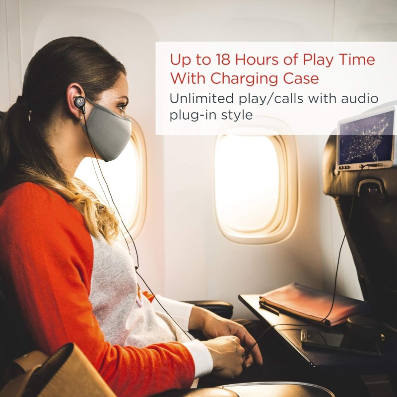 Motorola Tech3 3-in-1 Smart True Wireless Headphones - Cordless Earbuds, Sport Wire, Audio Plug-in - Sweatproof, Built-in Microphone, Charging Case with Cable Storage System - Mocha-Bronze