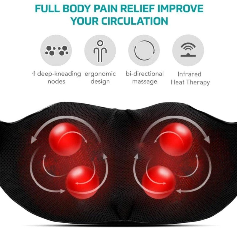 Moulik beatXP Deep Heal Shiatsu Massager with Infrared Heat Therapy | Full Body Massager with 4D Kneading Massage for Shoulder, Neck, Back, Muscle Pain Relief, with Corded Electric
